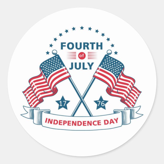 Independence Day 4th of July  Heart Sticker (Front)