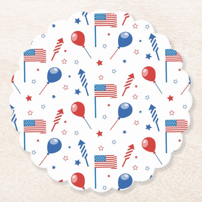 Independence Day 4th of July Paper Plate Coaster (Front)