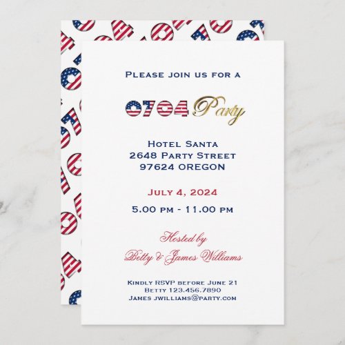 Independence Day 4th of July Party Invitation USA