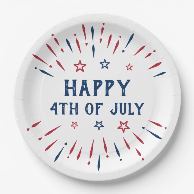 Independence Day 4th Of July Patriotic American Paper Plates (Front)