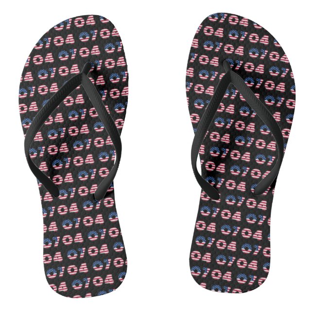 Independence Day 4th of July Stars and Stripes USA Flip Flops (Footbed)