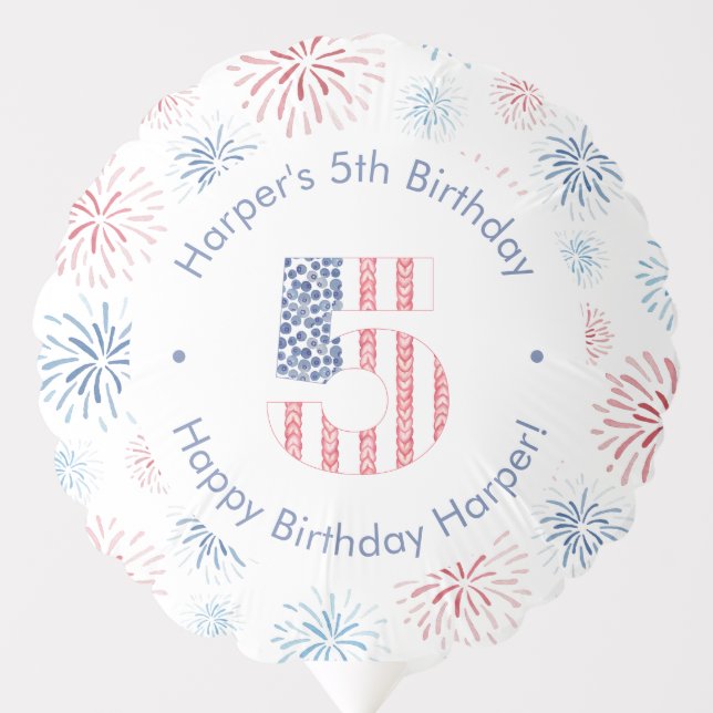 Independence Day 5th Birthday Party Balloon (Front)