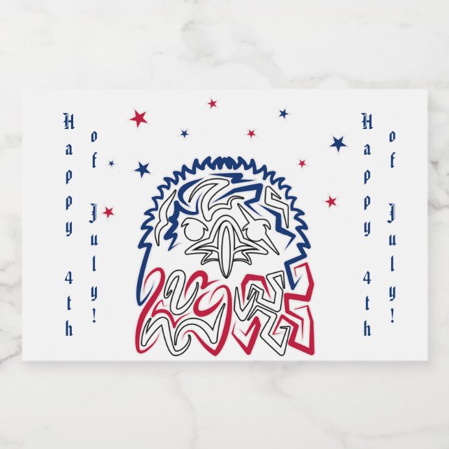Independence Day American Eagle Stars Liquor Bottle Label (Single Label)