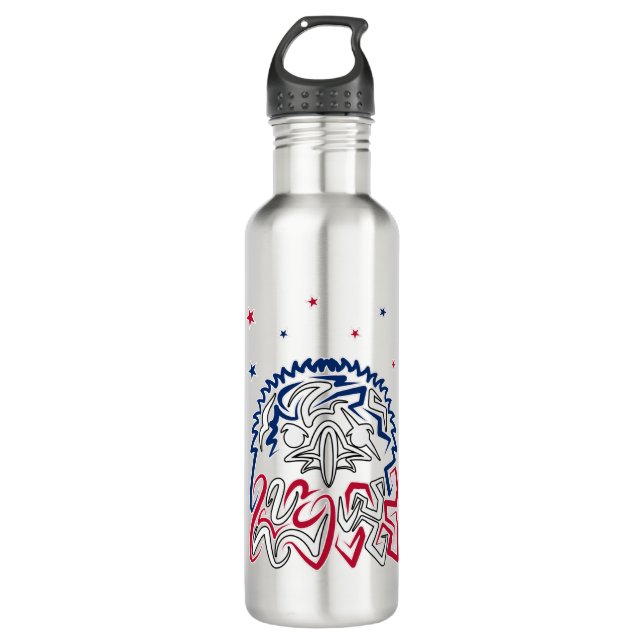 Independence Day American Eagle Stars Stainless Steel Water Bottle (Front)