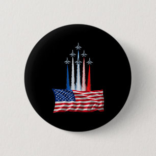 Independence day american flag jet planes red whit button