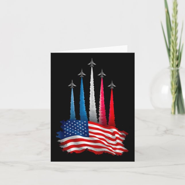 Independence Day American Flag Jet Planes Red Whit Card (Front)