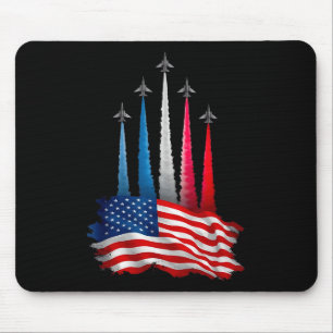 Independence Day American Flag Jet Planes Red Whit Mouse Pad