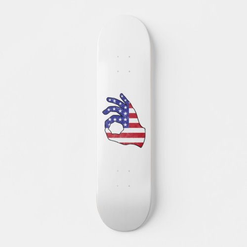 Independence Day American Flag OK Sign Tee Skateboard