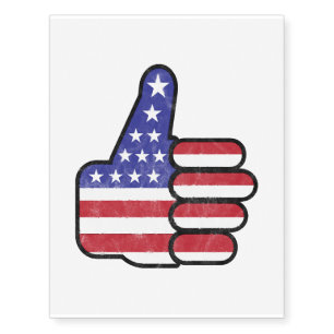 Independence Day American Flag Thumbs Up Tee Temporary Tattoos