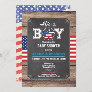 Independence Day baby boy shower chalkboard Invitation