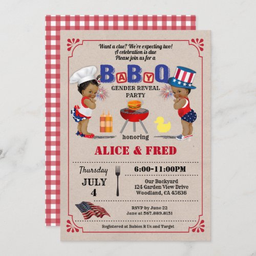 Independence Day BabyQ twins couples baby shower Invitation