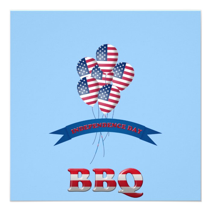 Independence Day Balloons BBQ Invitation Template