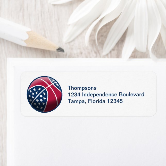 Independence Day Basketball Return Address Label (Insitu)