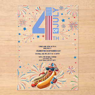 Independence Day BBQ Party Fireworks 4th of July Acrylic Invitations
