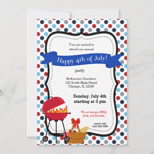 Independence day BBQ party Invitation
