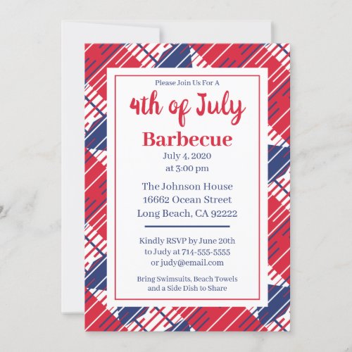 Independence Day BBQ Patriotic Colors Invitation