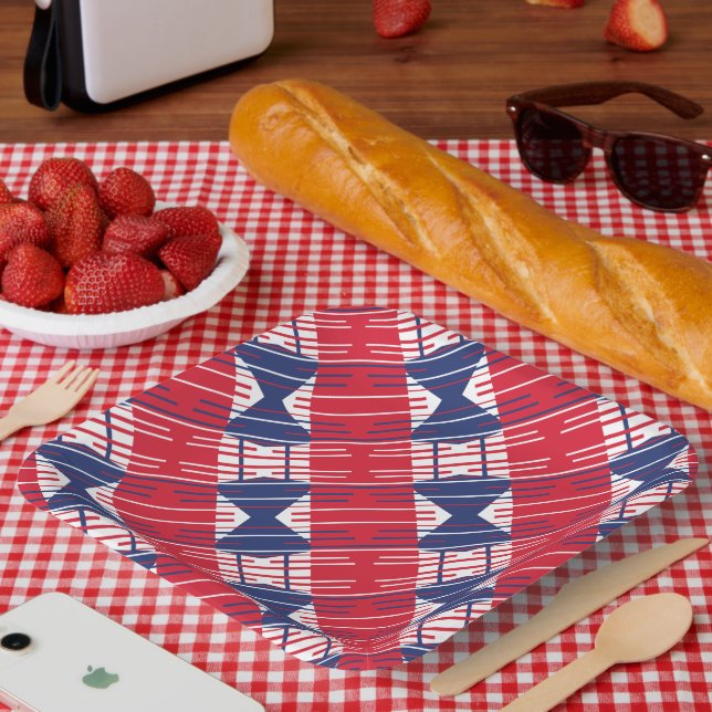 Independence Day BBQ Patriotic Colors Paper Plates (Picnic)