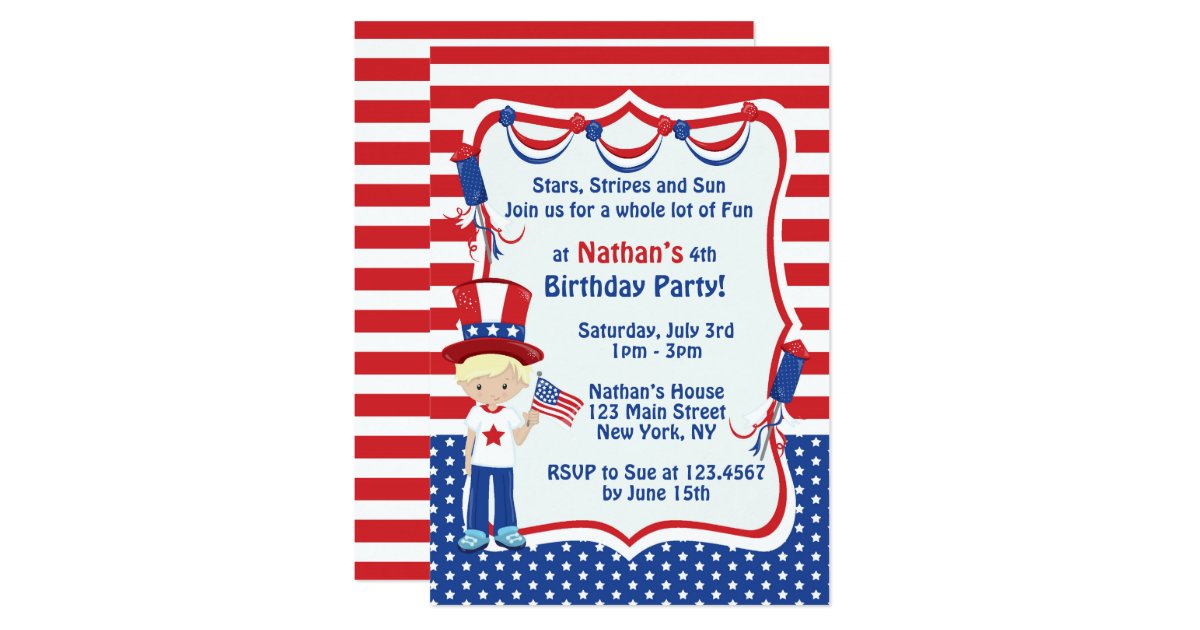 Independence Day Birthday Party Invitation | Zazzle.com