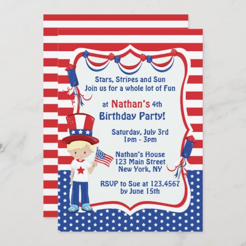 Independence Day Birthday Party Invitation