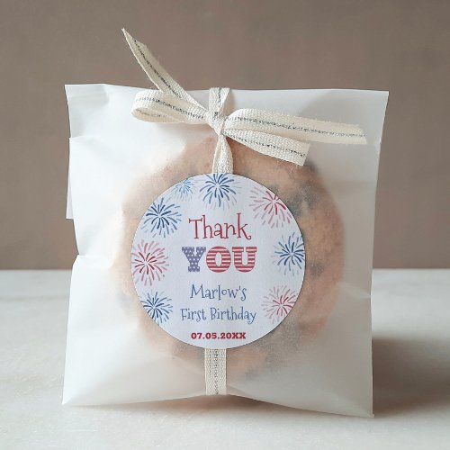 Independence Day Birthday Party Thank You Favor Classic Round Sticker