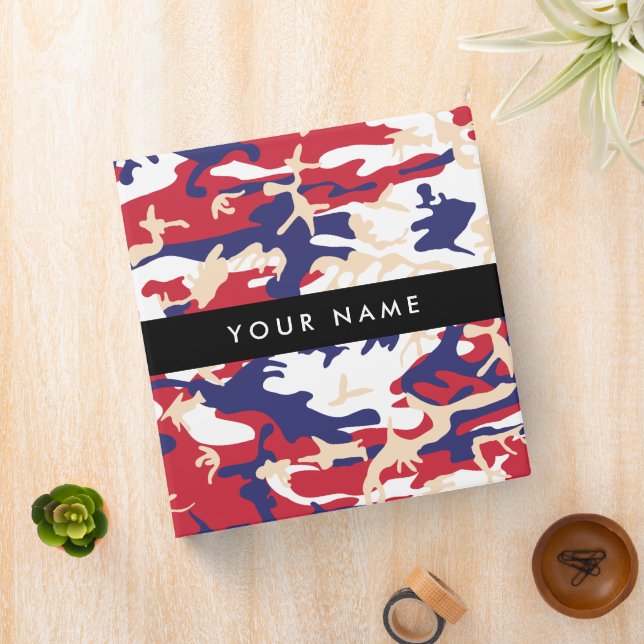 Independence day Camouflage Your name Personalize 3 Ring Binder (In Situ)