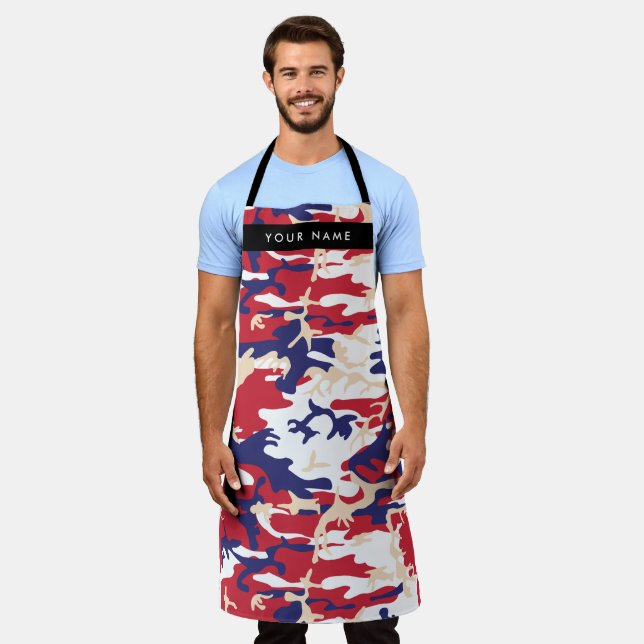 Independence day Camouflage Your name Personalize Apron (Worn)