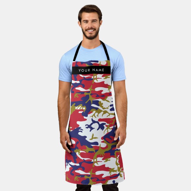Independence day Camouflage Your name Personalize Apron (Worn)