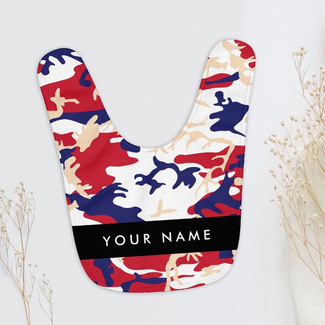 Independence day Camouflage Your name Personalize Baby Bib (Creator Uploaded)