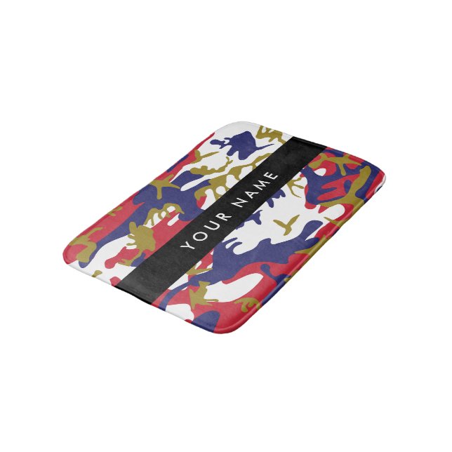 Independence day Camouflage Your name Personalize Bath Mat (Angled)