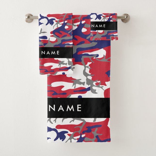 Independence day Camouflage Your name Personalize Bath Towel Set (Insitu)