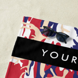 Independence day Camouflage Your name Personalize Beach Towel