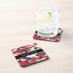 Independence day Camouflage Your name Personalize Beverage Coaster