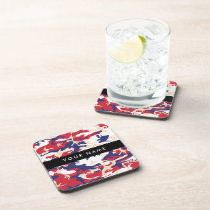 Independence day Camouflage Your name Personalize Beverage Coaster