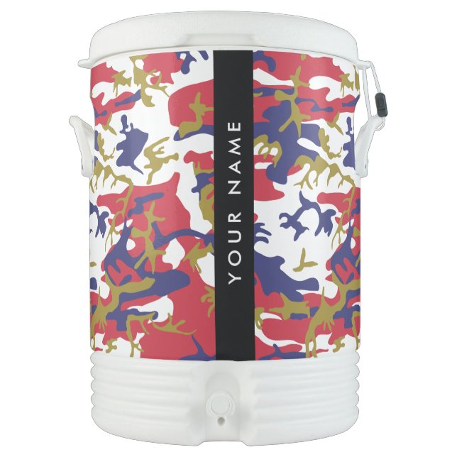Independence day Camouflage Your name Personalize Beverage Cooler (Front)