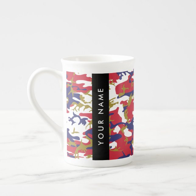 Independence day Camouflage Your name Personalize Bone China Mug (Left)