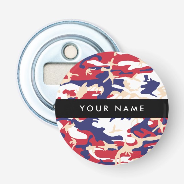 Independence day Camouflage Your name Personalize Bottle Opener (Front)