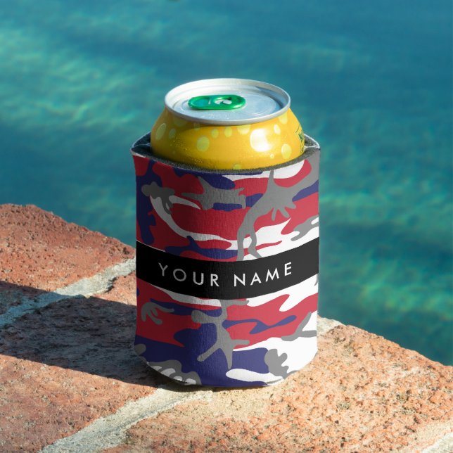 Independence day Camouflage Your name Personalize Can Cooler (In Situ Pool)