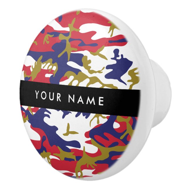Independence day Camouflage Your name Personalize Ceramic Knob (Right)