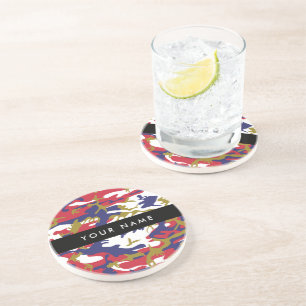 Independence day Camouflage Your name Personalize Coaster