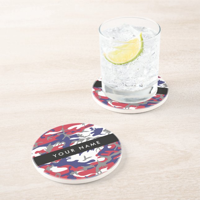 Independence day Camouflage Your name Personalize Coaster (Side)