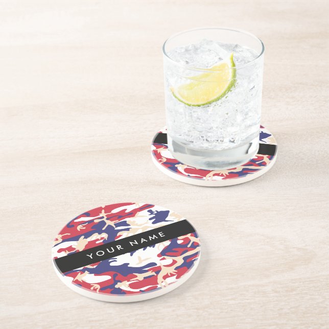 Independence day Camouflage Your name Personalize Coaster (Side)