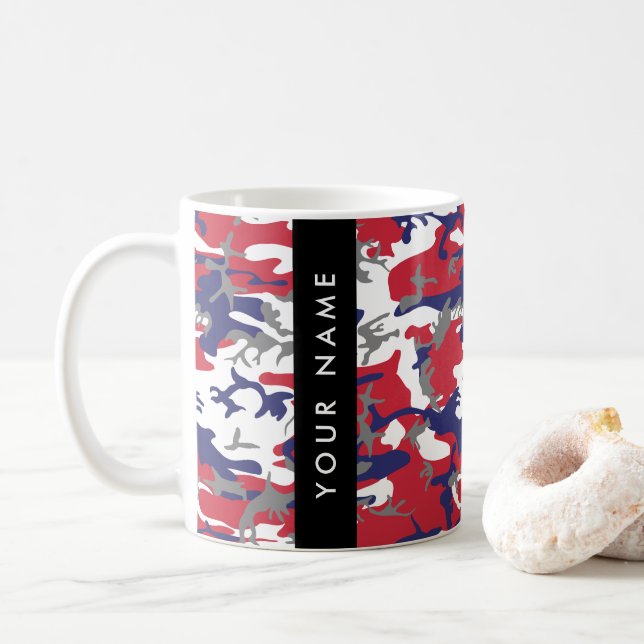 Independence day Camouflage Your name Personalize Coffee Mug (With Donut)