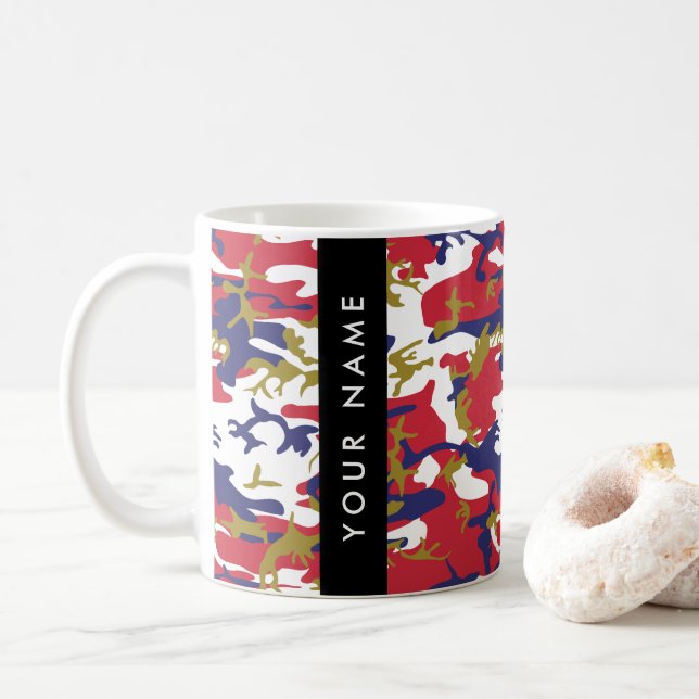 Independence day Camouflage Your name Personalize Coffee Mug (With Donut)