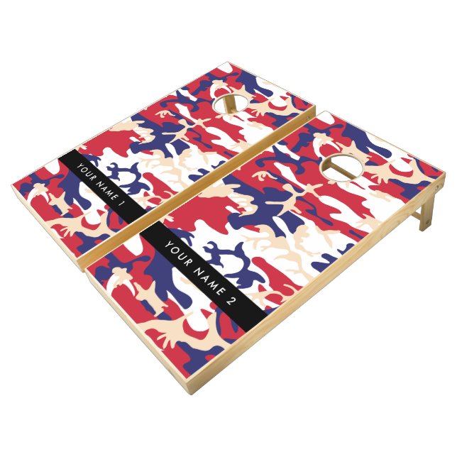 Independence day Camouflage Your name Personalize Cornhole Set (Angled)