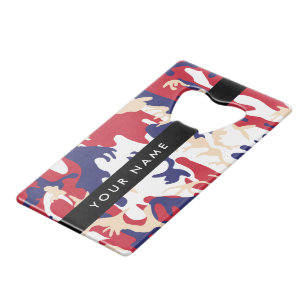 Independence day Camouflage Your name Personalize Credit Card Bottle Opener