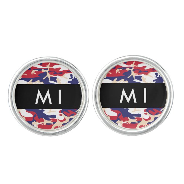 Independence day Camouflage Your name Personalize Cufflinks (Front)