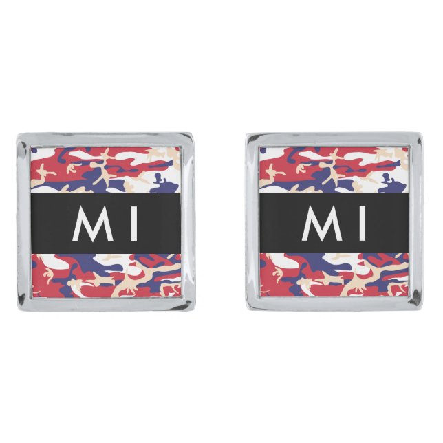Independence day Camouflage Your name Personalize Cufflinks (Front)