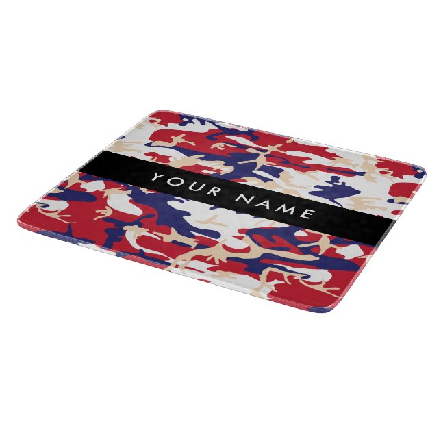 Independence day Camouflage Your name Personalize Cutting Board (Corner)