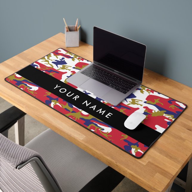 Independence day Camouflage Your name Personalize Desk Mat (Office 2)