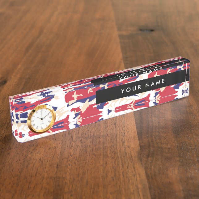 Independence day Camouflage Your name Personalize Desk Name Plate (Side)